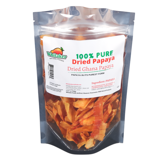 Whitaker Natural Foods | 100% Natural Dried Ghana Papaya | No Sugar Added Healthy Snack | Great For Adults And Kids