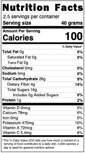 Whitaker Natural Foods | Nutritional Facts |  100% Pure No Sugar Added | Low Calorie Dried Fruit